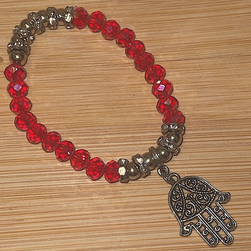 🦋 Hamsa Hand Protection Charm Bracelet, Stretchy